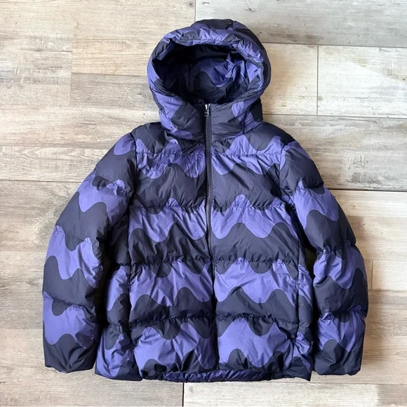 Uniqlo x Marimekko Ultra Light Down Cocoon Parka Jacket Blue Women’s S - Picture 4 of 16